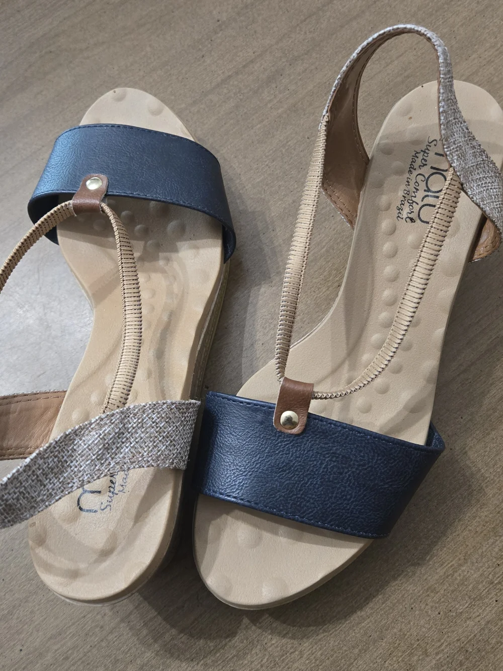 Malu Navy & Tan Slingback Comfort Sandals